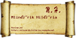 Mlinárik Hilária névjegykártya